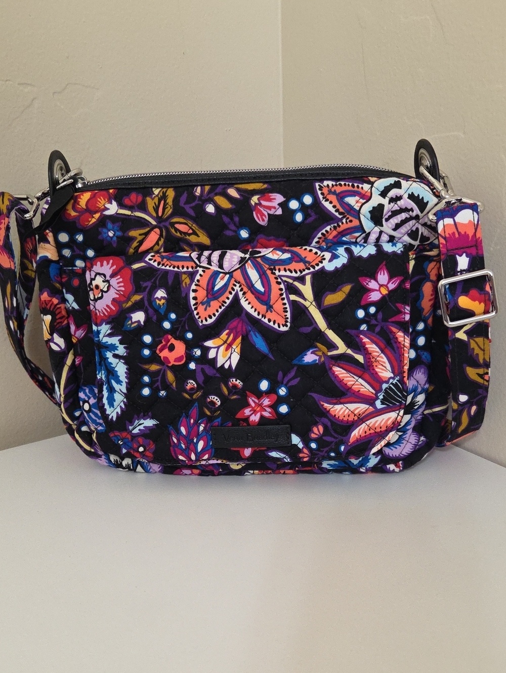 Vera Bradley Black Multi Floral Quilted Crossbody